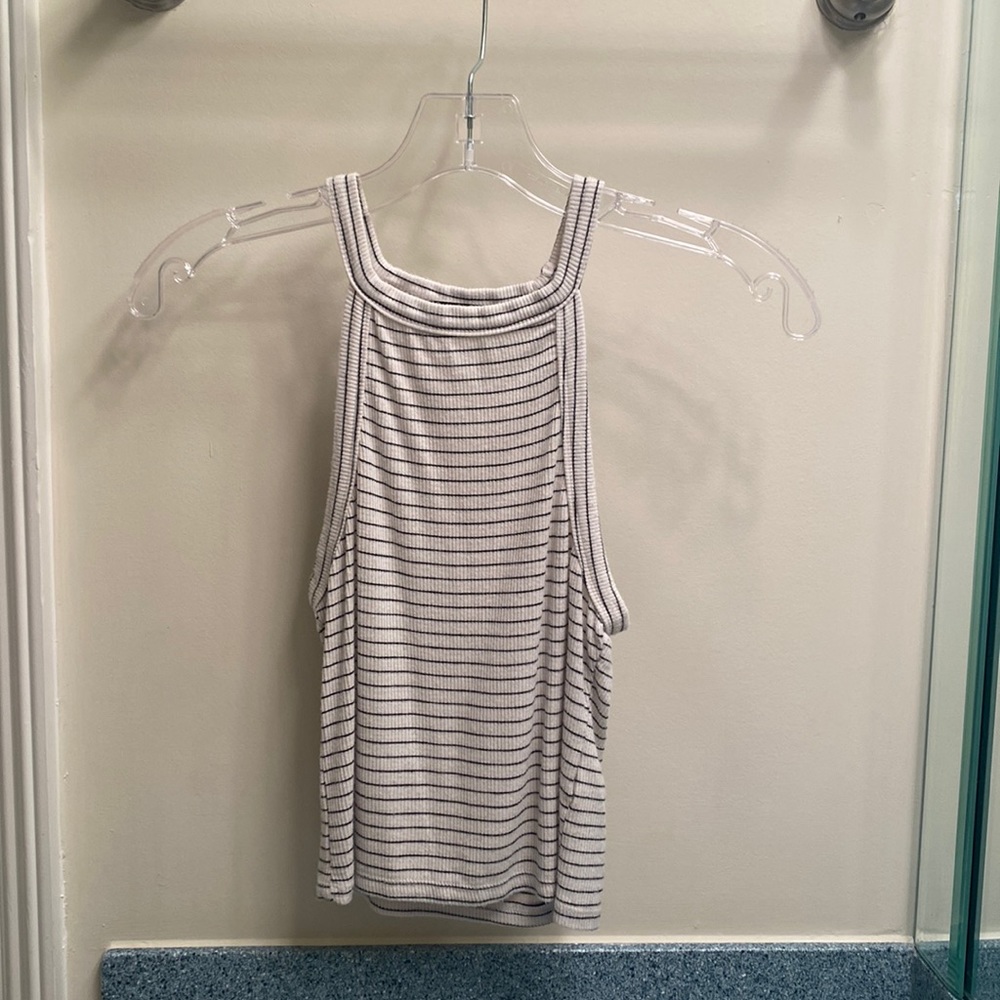 White and Black Striped Tank Top